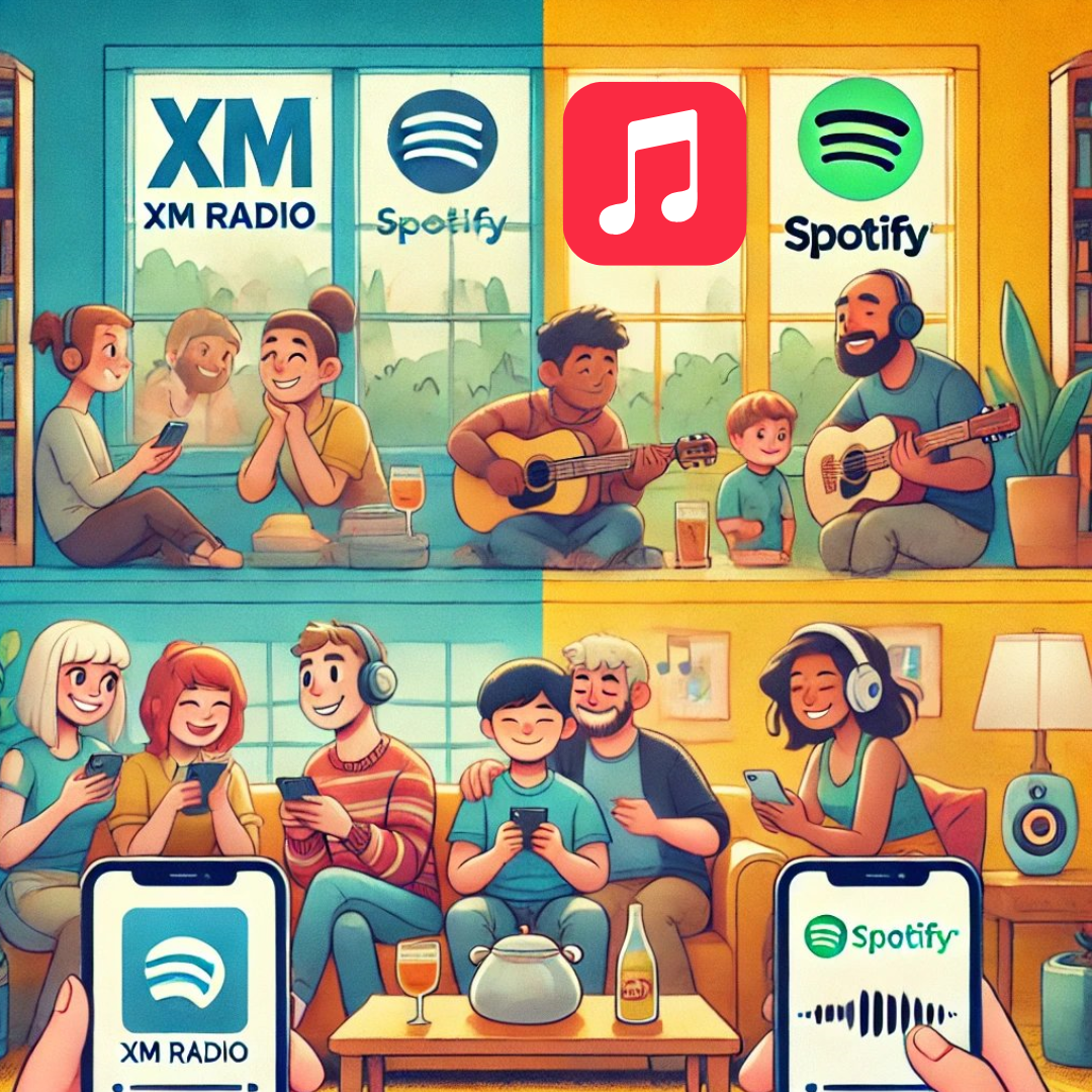 XM Radio vs Spotify vs Apple Music vs Pandora.